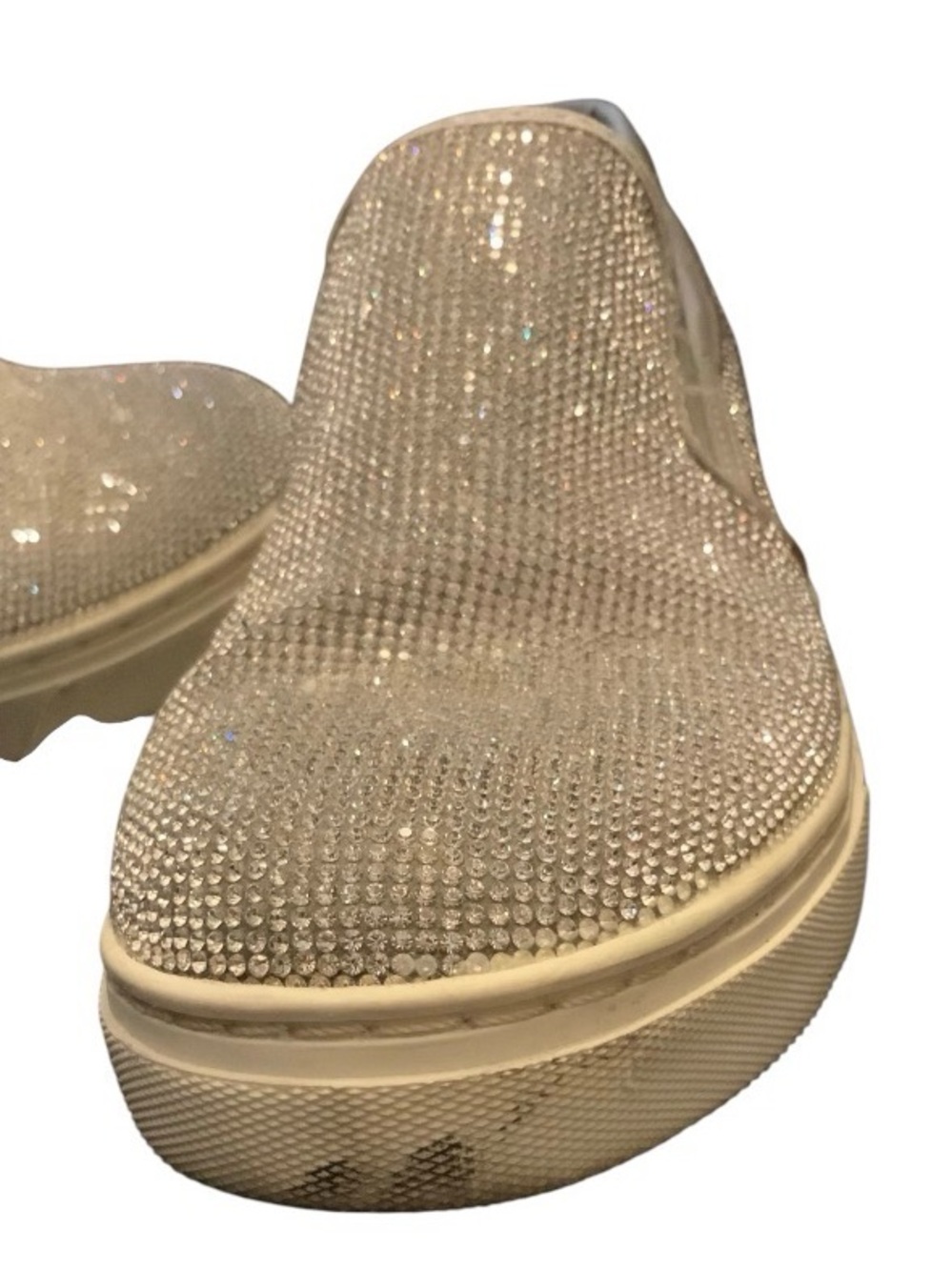 Steve Madden Sparkling Silver Crystal Slip-On Flats - Picture 9 of 10